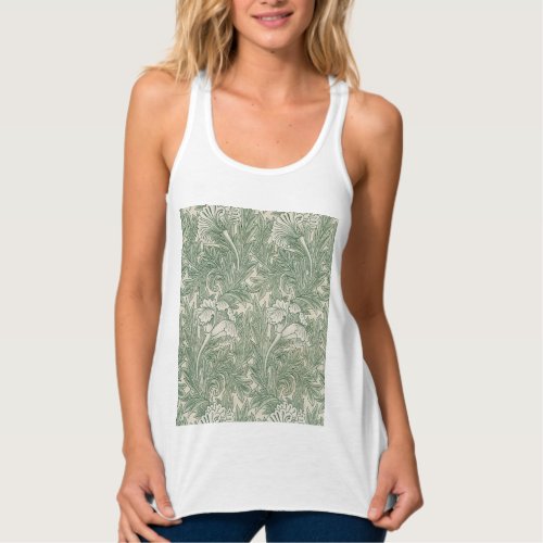 William Morris tulip wallpaper textile green Tank Top