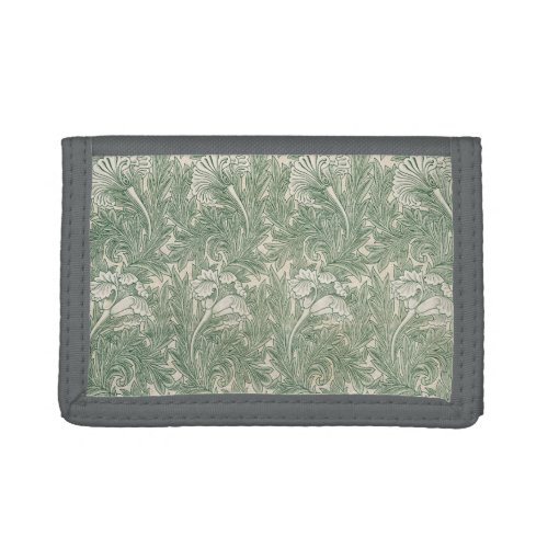 William Morris tulip wallpaper textile green Trifold Wallet