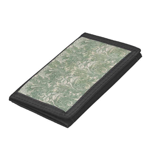 William Morris tulip wallpaper textile green Trifold Wallet (Bottom)