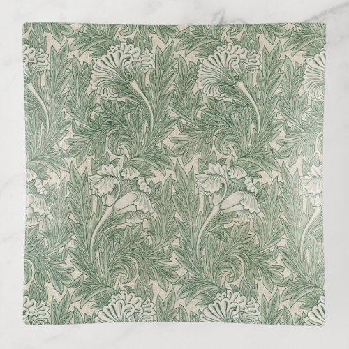 William Morris tulip wallpaper textile green Trinket Tray