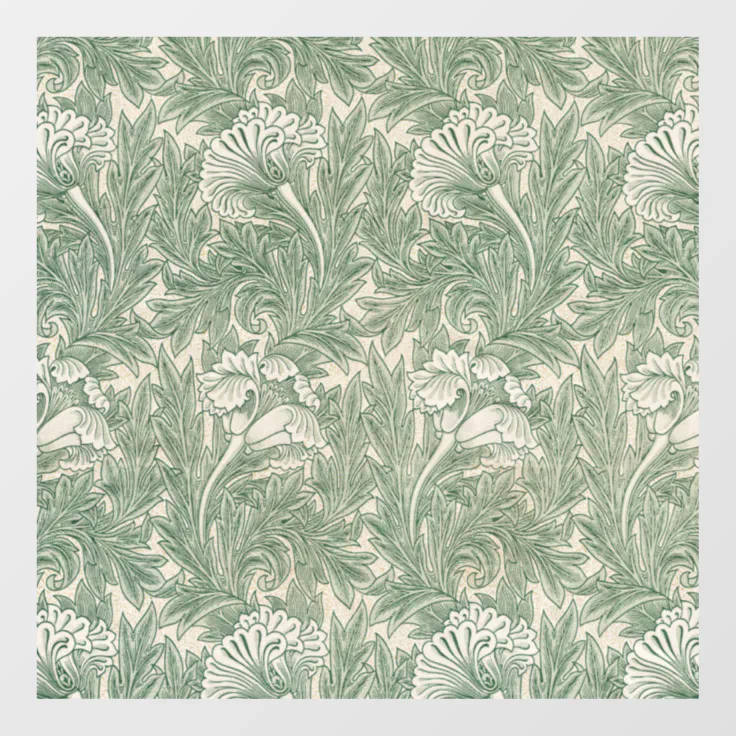 william morris tulip wallpaper textile green window cling | Zazzle