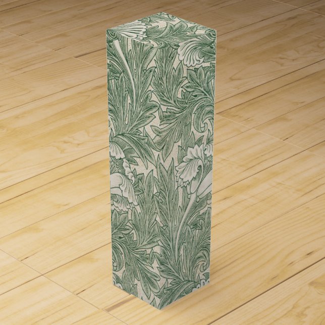 William Morris tulip wallpaper textile green Wine Box (Front)
