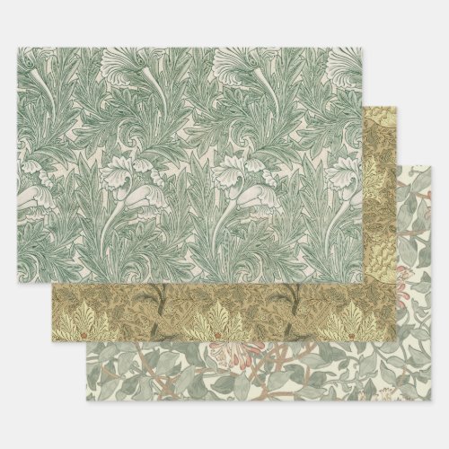 William Morris tulip wallpaper textile green Wrapping Paper Sheets