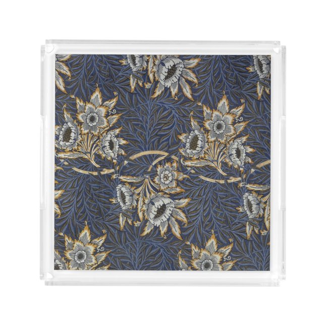 William Morris Tulip Willow Blue Pattern Acrylic Tray (Front)