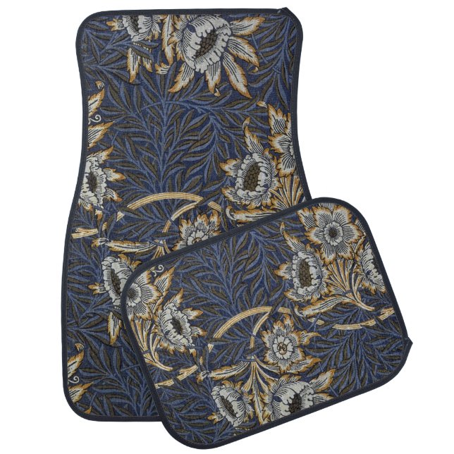 William Morris Tulip Willow Blue Pattern Car Floor Mat (Set)