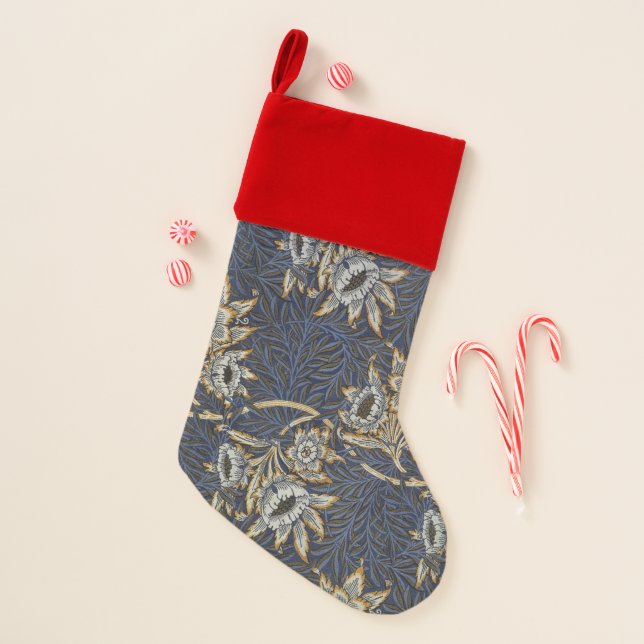 William Morris Tulip Willow Blue Pattern Christmas Stocking (Front)