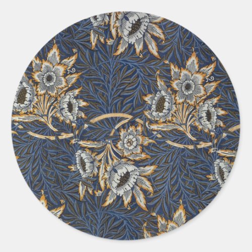 William Morris Tulip Willow Blue Pattern Classic Round Sticker