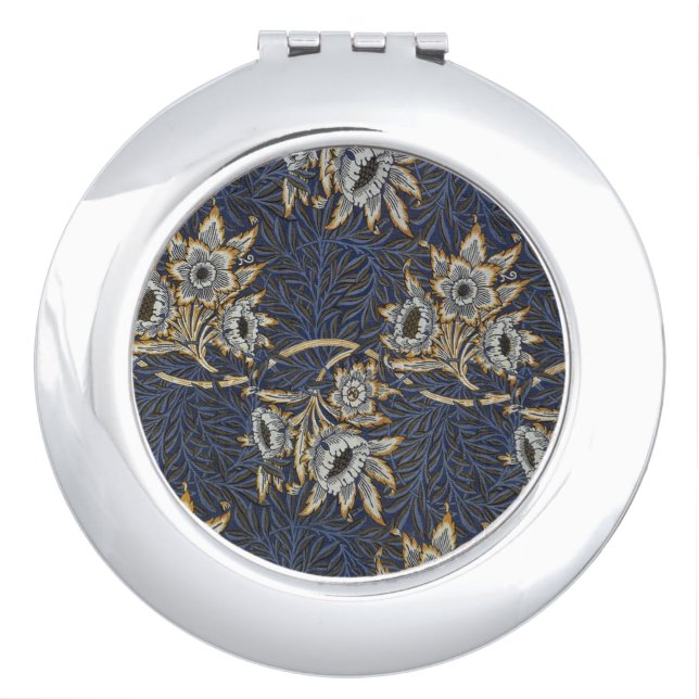 William Morris Tulip Willow Blue Pattern Compact Mirror (Front)