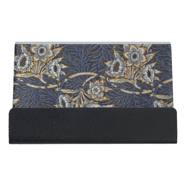 William Morris Tulip Willow Blue Pattern Desk Business Card Holder (Front)