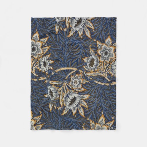 William Morris Tulip Willow Blue Pattern Fleece Blanket