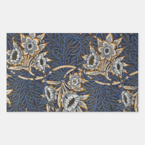 William Morris Tulip Willow Blue Pattern Rectangular Sticker