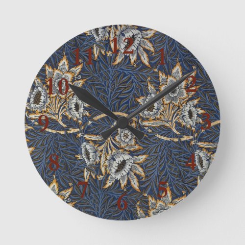 William Morris Tulip Willow Blue Pattern Round Clock