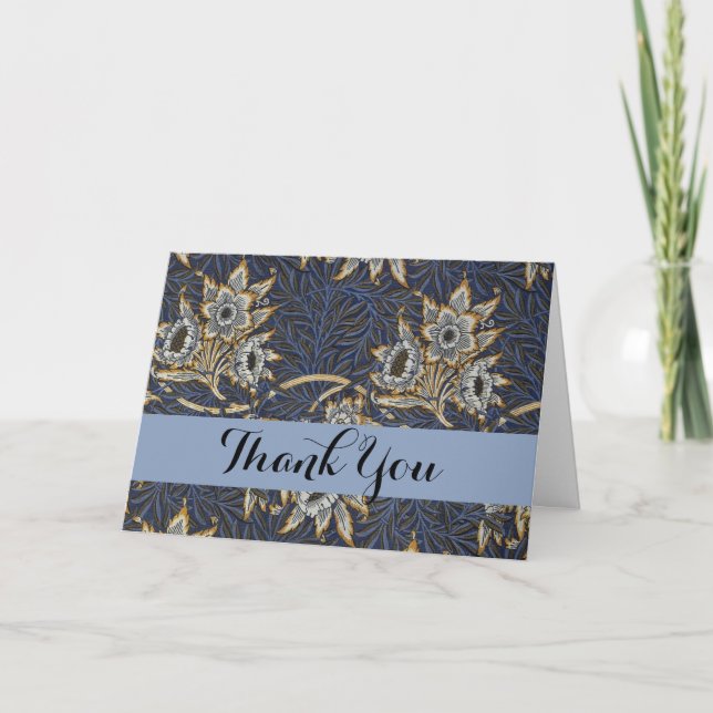 William Morris Tulip Willow Blue Pattern Thank You Card (Front)