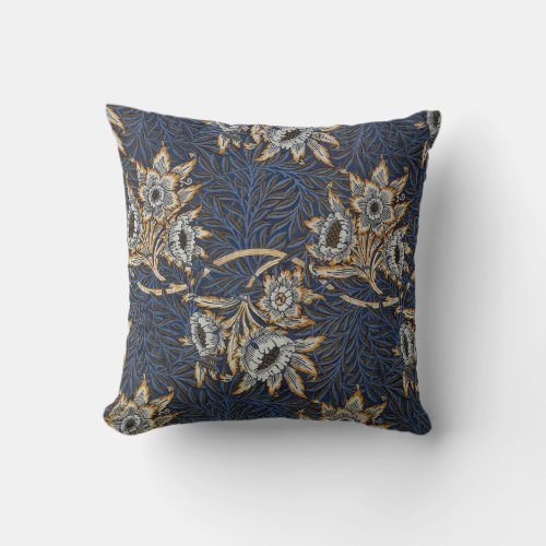 William Morris Tulip Willow Blue Pattern Throw Pillow