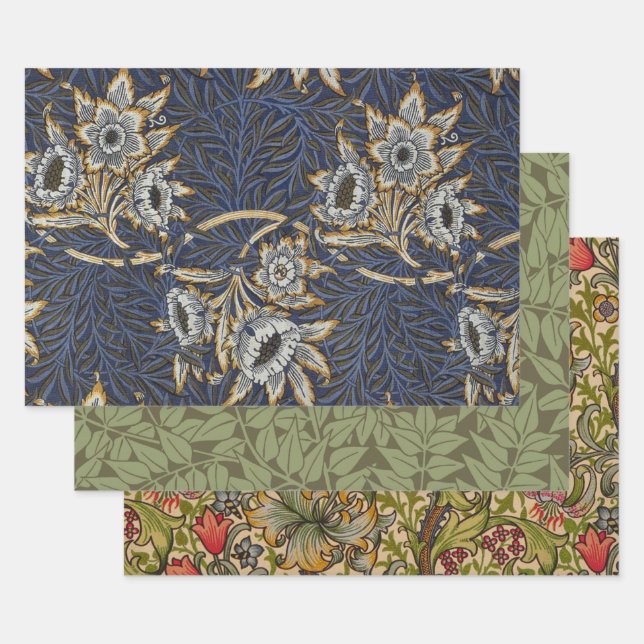 William Morris Tulip Willow Blue Pattern Wrapping Paper Sheets (Set)