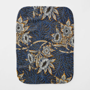 William Morris Tulip Willow Pattern Blue Floral Baby Burp Cloth