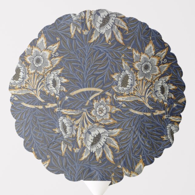 William Morris Tulip Willow Pattern Blue Floral Balloon (Front)