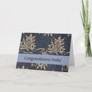 William Morris Tulip Willow Pattern Blue Floral Card
