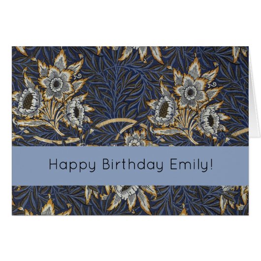 William Morris Tulip Willow Pattern Blue Floral Cards (Front Horizontal)