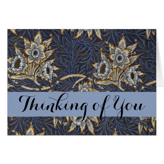 William Morris Tulip Willow Pattern Blue Floral Cards (Front Horizontal)