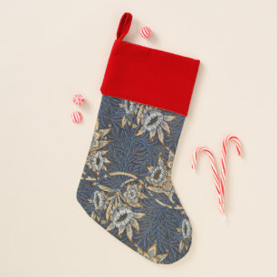 William Morris Tulip Willow Pattern Blue Floral Christmas Stocking