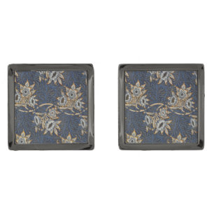 William Morris Tulip Willow Pattern Blue Floral Cufflinks