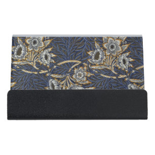William Morris Tulip Willow Pattern Blue Floral Desk Business Card Holder