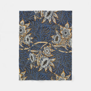 William Morris Tulip Willow Pattern Blue Floral Fleece Blanket