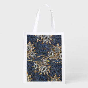 William Morris Tulip Willow Pattern Blue Floral Grocery Bag