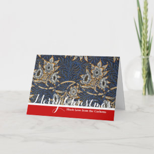 William Morris Tulip Willow Pattern Blue Floral Holiday Card