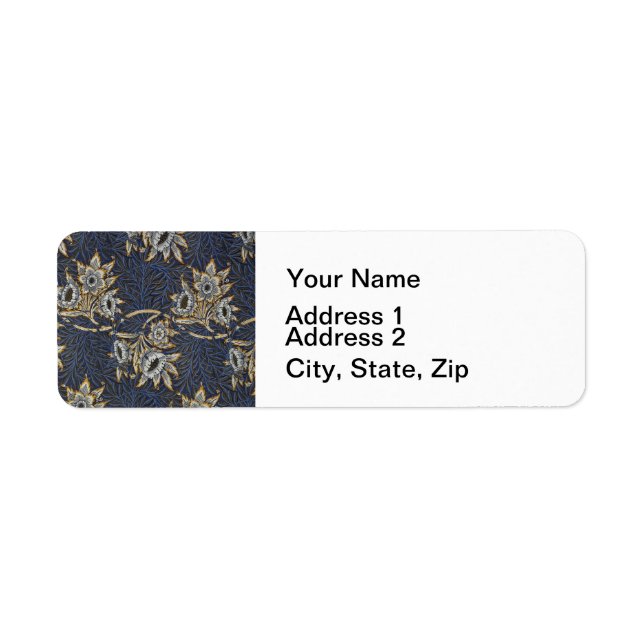 William Morris Tulip Willow Pattern Blue Floral Label (Front)