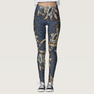 William Morris Tulip Willow Pattern Blue Floral Leggings