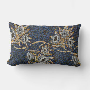 William Morris Tulip Willow Pattern Blue Floral Lumbar Pillow