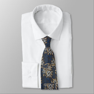 William Morris Tulip Willow Pattern Blue Floral Neck Tie