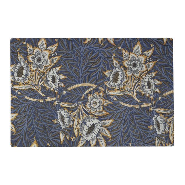 William Morris Tulip Willow Pattern Blue Floral Placemat (Front)