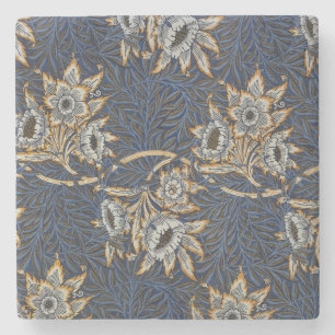 William Morris Tulip Willow Pattern Blue Floral Stone Coaster