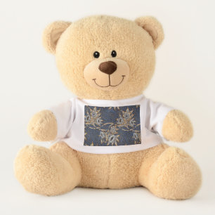 William Morris Tulip Willow Pattern Blue Floral Teddy Bear