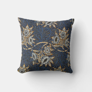 William Morris Tulip Willow Pattern Blue Floral Throw Pillow
