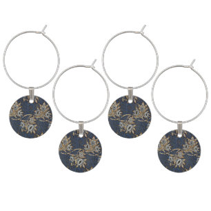 William Morris Tulip Willow Pattern Blue Floral Wine Charm