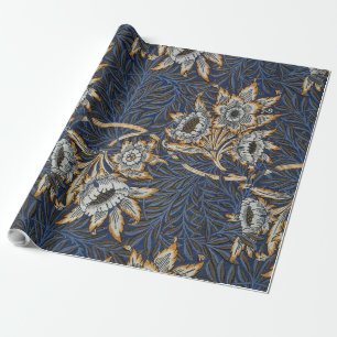 William Morris Tulip Willow Pattern Blue Floral Wrapping Paper