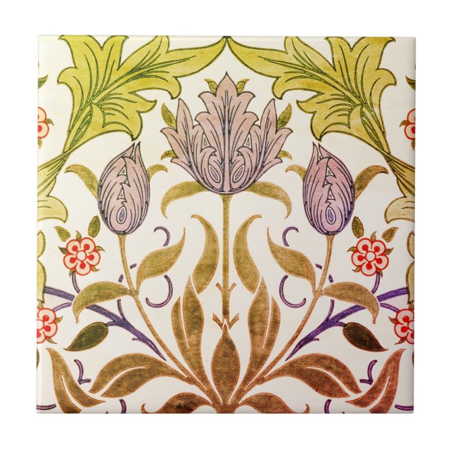 William Morris Tulips Ceramic Tile (Front)
