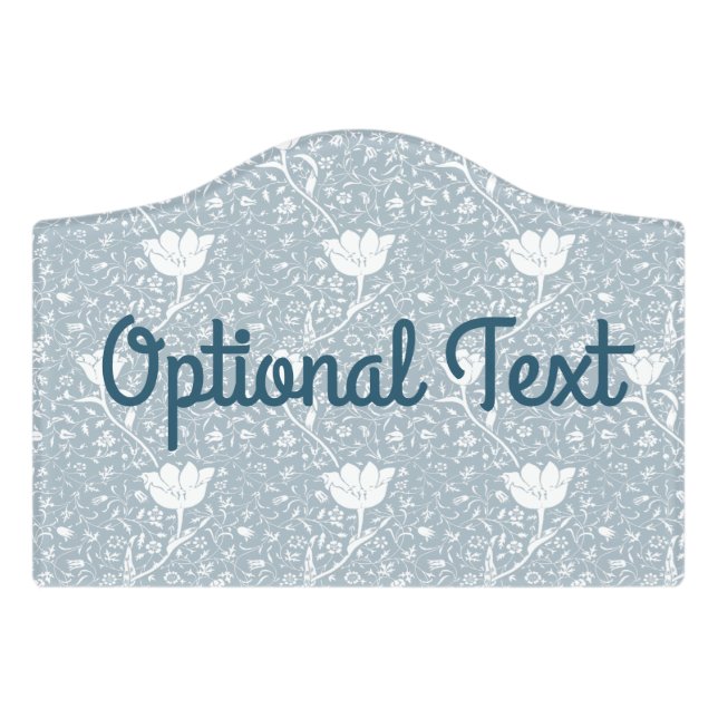 William Morris Tulips in White Pattern  Door Sign (Small Crest Front)