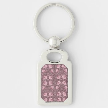William Morris Tulips  Pink Pattern Revamped  Chic Keychain by fjernhealer at Zazzle