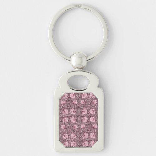 William Morris tulips pink pattern revamped chic Keychain