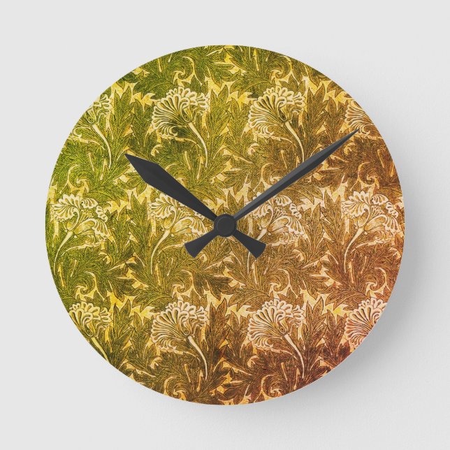 William Morris Tulips Round Clock (Front)