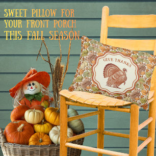 William Morris Turkey Autumn Leaves Give Thanks Accent Pillow
