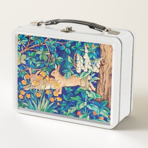 William Morris Two Hares _ Rabbits in a Forest Metal Lunch Box