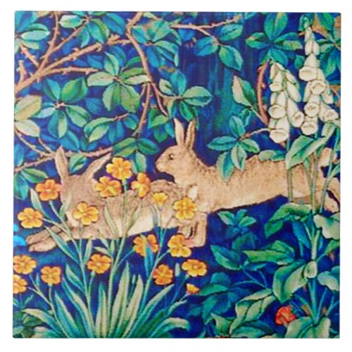 William Morris Two Hares _ Wild Rabbits Ceramic Tile
