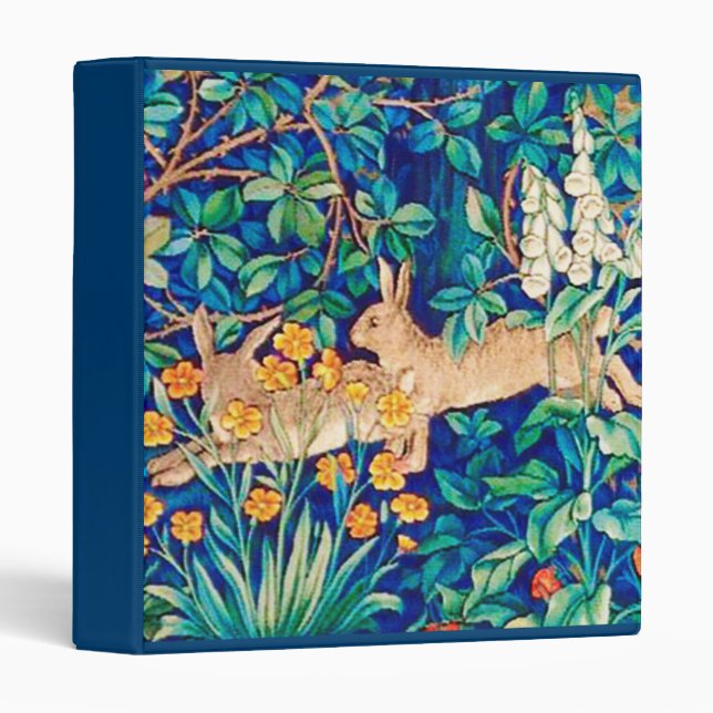 William Morris "Two Hares" Wild Rabbits Print  3 Ring Binder (Front/Spine)