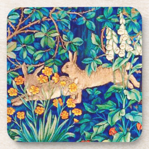 William Morris "Two Hares" Wild Rabbits Print Beverage Coaster